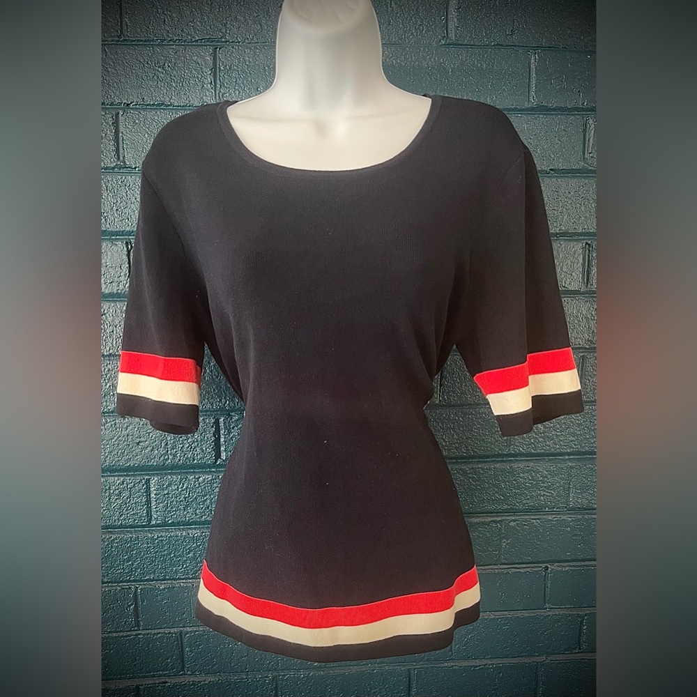 Navy Blue with Red and White Stripes
